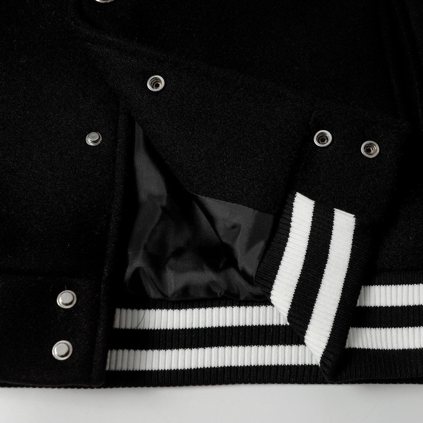Layered Cross Varsity Jacket - Black White Street Style Outerwear 2208