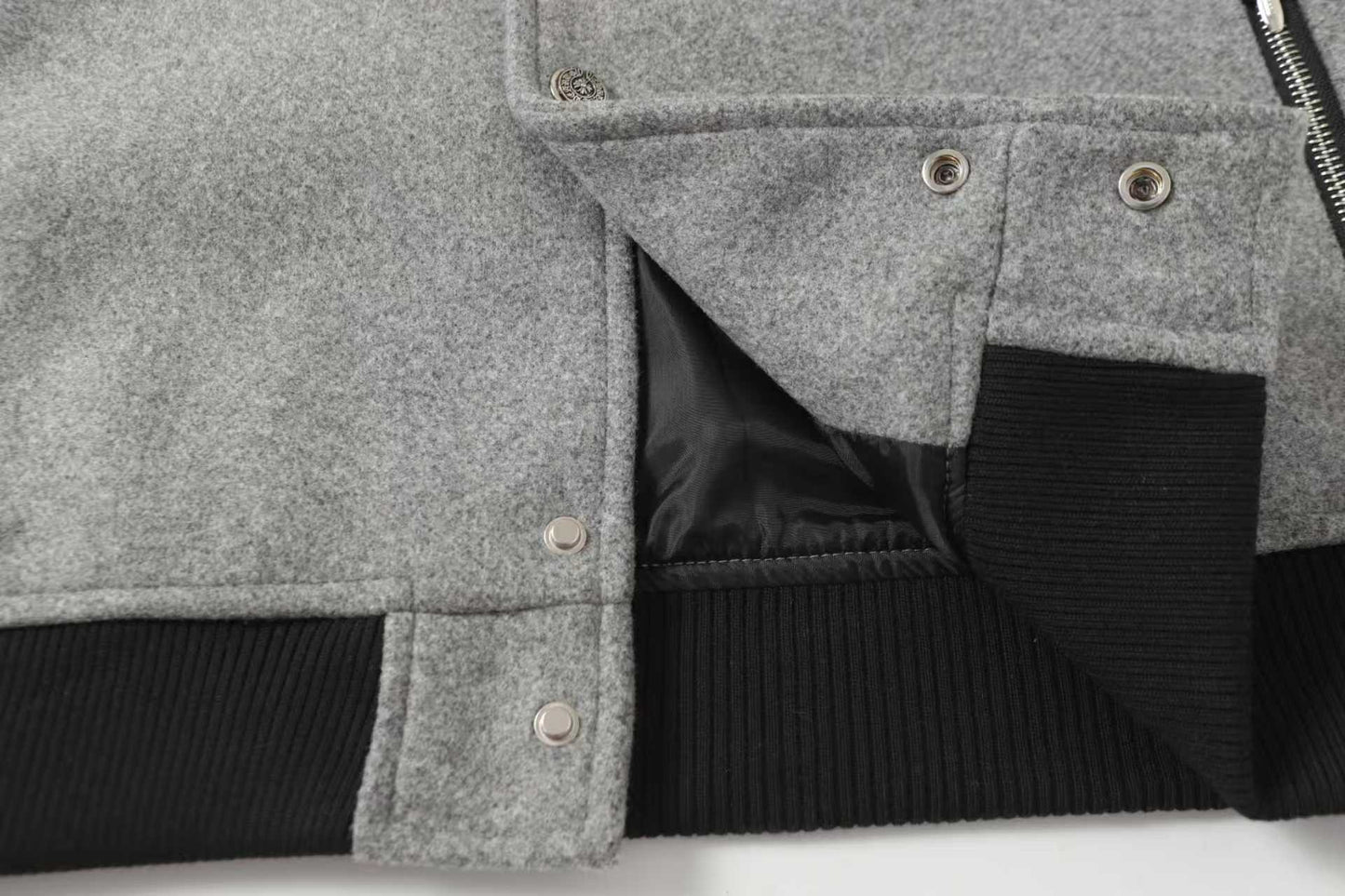 Multi Cross Varsity Jacket - Grey Black Street Jacket 2215