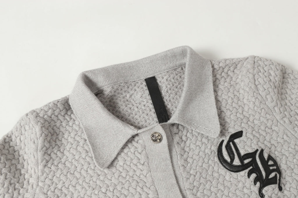 Gothic Cross Knit Cardigan - Black Grey Streetwear Jacket 904