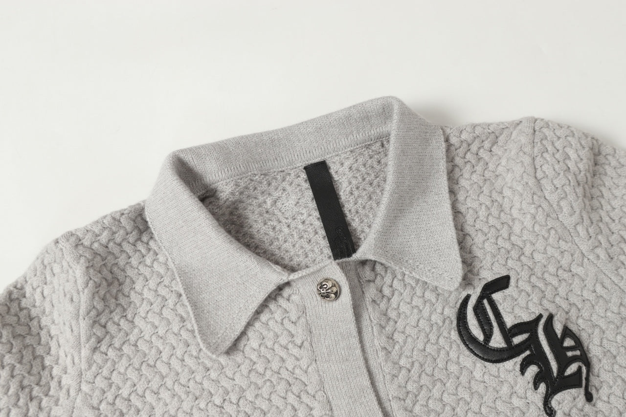 Gothic Cross Knit Cardigan - Black Grey Streetwear Jacket 904